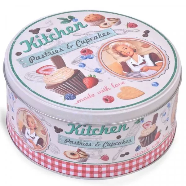 Снимка на Метална кутия за сладки, бисквити и мъфини - Pin-up