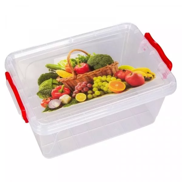 Снимка на Пластмасова кутия за плодове и зеленчуци - с капак - 5 л