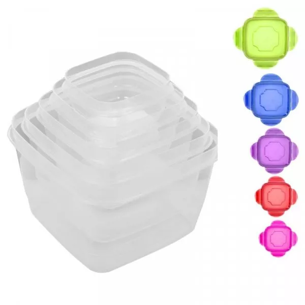 Снимка на Комплект кутии за съхранение на храна - с капак - 5 различни размера