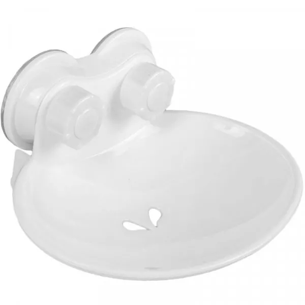 Снимка на Пластмасова сапунерка - висяща - бяла - 15 х 11 х 3 см