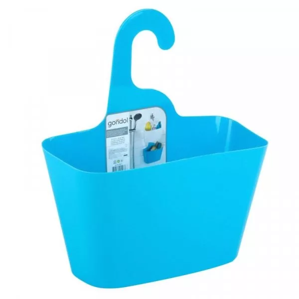 Снимка на Пластмасова кошница за баня - окачваща се - тюркоаз - 28 х 12 х 16 см
