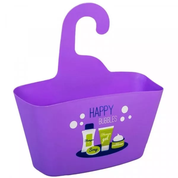Снимка на Пластмасова кошница за баня - висяща - лилава - 22 х 7 х 15 см