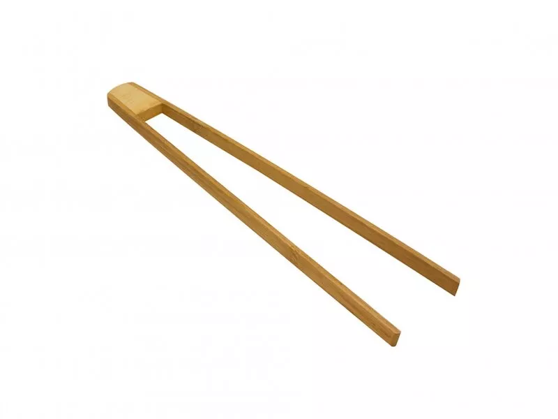 Снимка на Удобна бамбукова щипка за сервиране и барбекю