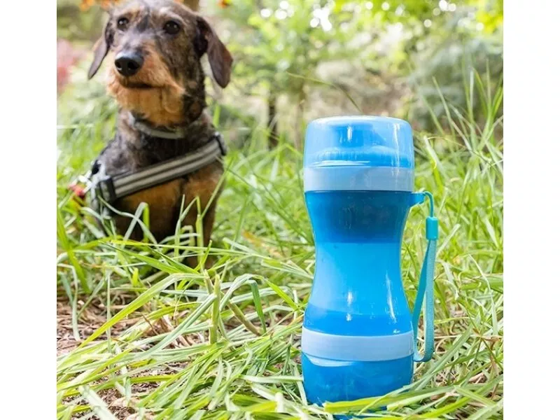 Снимка на Бутилка с резервоар за вода и храна за кучета