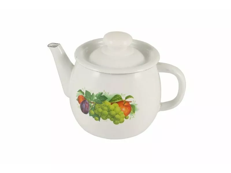 Снимка на Емайлиран ретро чайник с цветна декорация - 1л