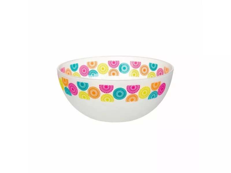 Снимка на Бяла купа с цветни кръгли шарки - 400мл
