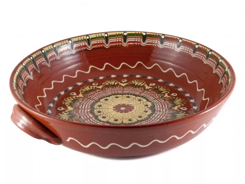 Снимка на Красива керамична тава с троянски мотиви - 31см