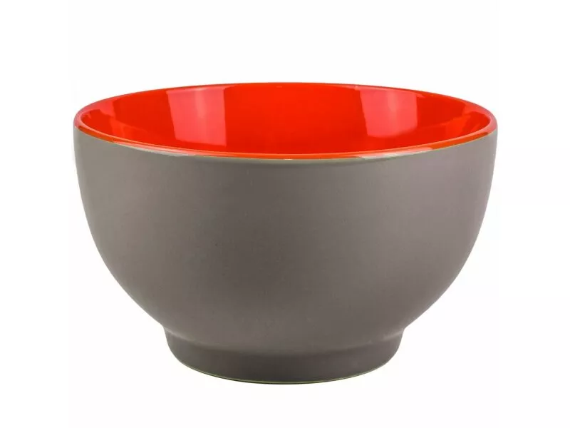 Снимка на Керамична купа в сиво и червено - 650мл