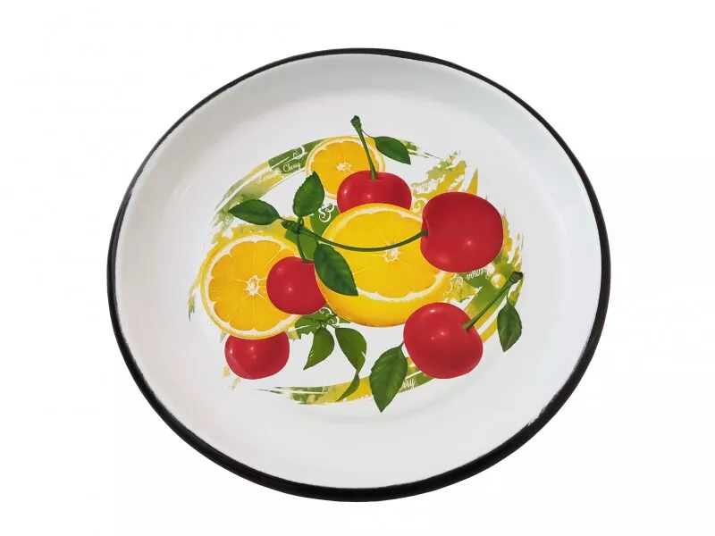 Снимка на Емайлирана ретро чиния с декор - 22 см