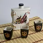 Снимка 3 на Керамичен комплект за алкохол – бутилка и 3 чаши