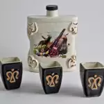 Снимка 2 на Керамичен комплект за алкохол – бутилка и 3 чаши