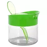 Снимка на Стъклен буркан - стъклен - с лъжица - 300 мл. с цвят Зелен