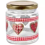 Снимка на Стъклен буркан за сладко - сърца с цвят 