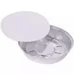 Снимка на Комплект алуминиева тава с капак - 5 бр.- 20.5 см - еднократни с цвят Метален