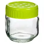 Снимка на Стъклен буркан с цветен капак - 200 мл с цвят Зелен