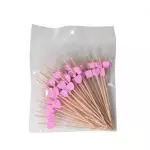 Снимка на Стилни бамбукови клечки за хапки 12 см - 50 бр. с цвят Розов