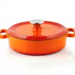 Снимка на Плитка чугунена тенджера с капак - 28 cm с цвят Оранжев