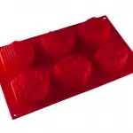 Снимка на Силиконова форма за мъфини с 6 различни гнезда с цвят Червен