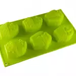 Снимка на Силиконова форма за мъфини с 6 различни гнезда с цвят Светло зелен