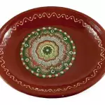 Снимка на Плитка керамична тава-елипса, ръчна изработка - 35см с цвят Зелен