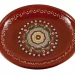 Снимка на Плитка керамична тава-елипса, ръчна изработка - 35см с цвят Кафяв