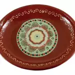 Снимка на Плитка керамична тава-елипса, ръчна изработка - 35см с цвят Резеда