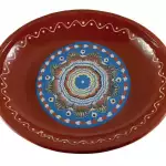 Снимка на Плитка керамична тава-елипса, ръчна изработка - 35см с цвят Син