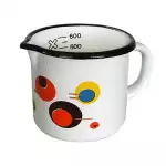 Снимка на Емайлирано канче с декор CIRCLES - 600 мл с цвят Бял