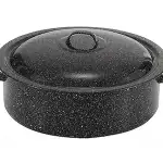 Снимка на Емайлирана дълбока тава с капак за агне и лютеница - 44x15 см с цвят Черен