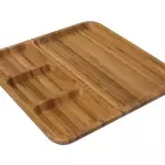 Стилна бамбукова табла за сервиране с 4 отделения, 28см