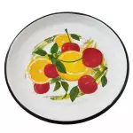Снимка на Емайлирана ретро чиния с декор - 22 см с цвят Бял