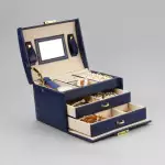 Снимка на Луксозна кутия за бижута и часовници с цвят Тъмно син