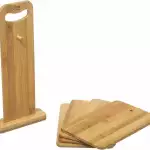 Комплект от 4 бамбукови дъски на стойка